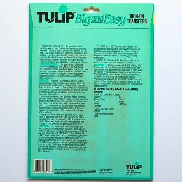 Tulip Iron On Transfers Lot 4 pks Big Easy Vegetables Fruit Rabbits Floral - Picture 9 of 12